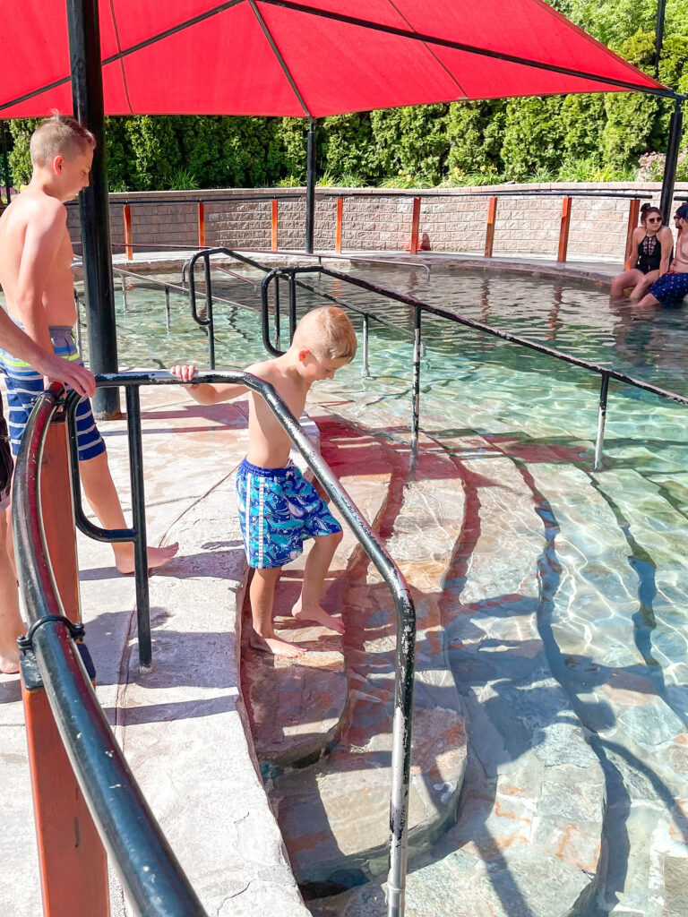 Kids entering a hot pool at Lava Hot Springs.