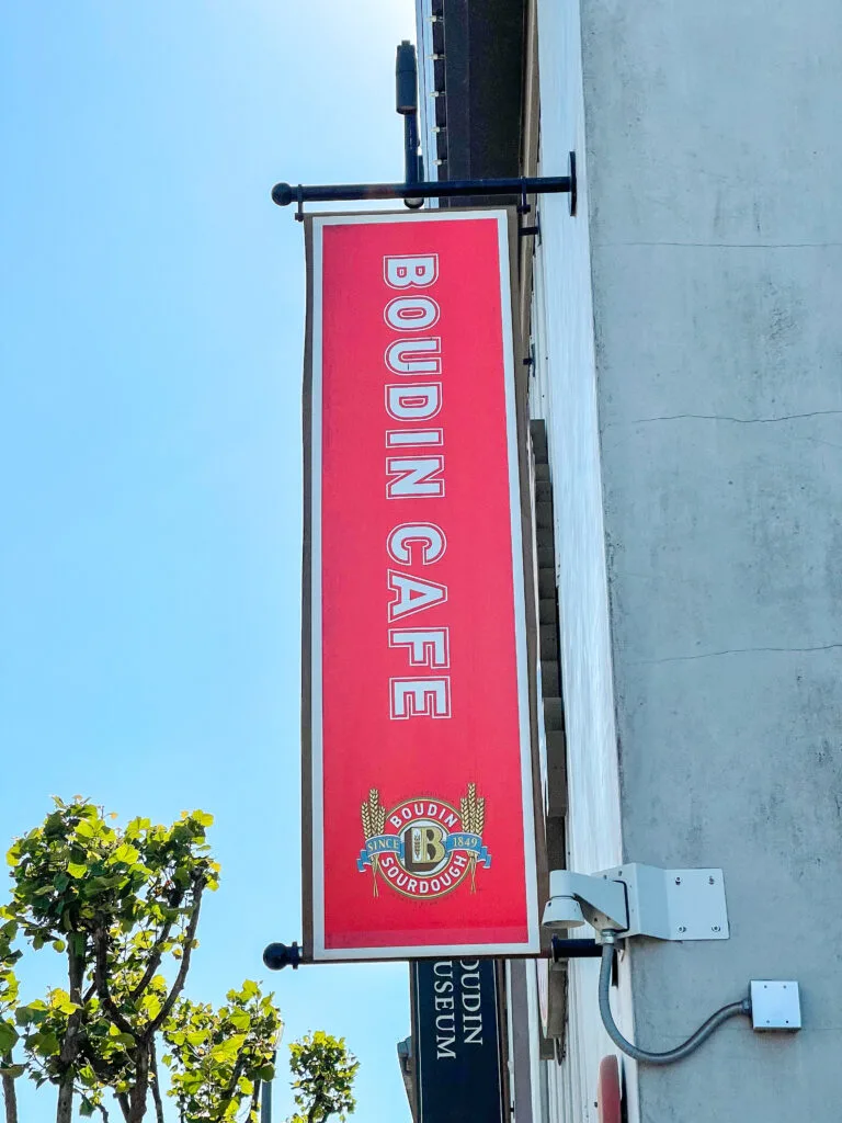 Boudin Bakery Cafe street sign in San Francisco.