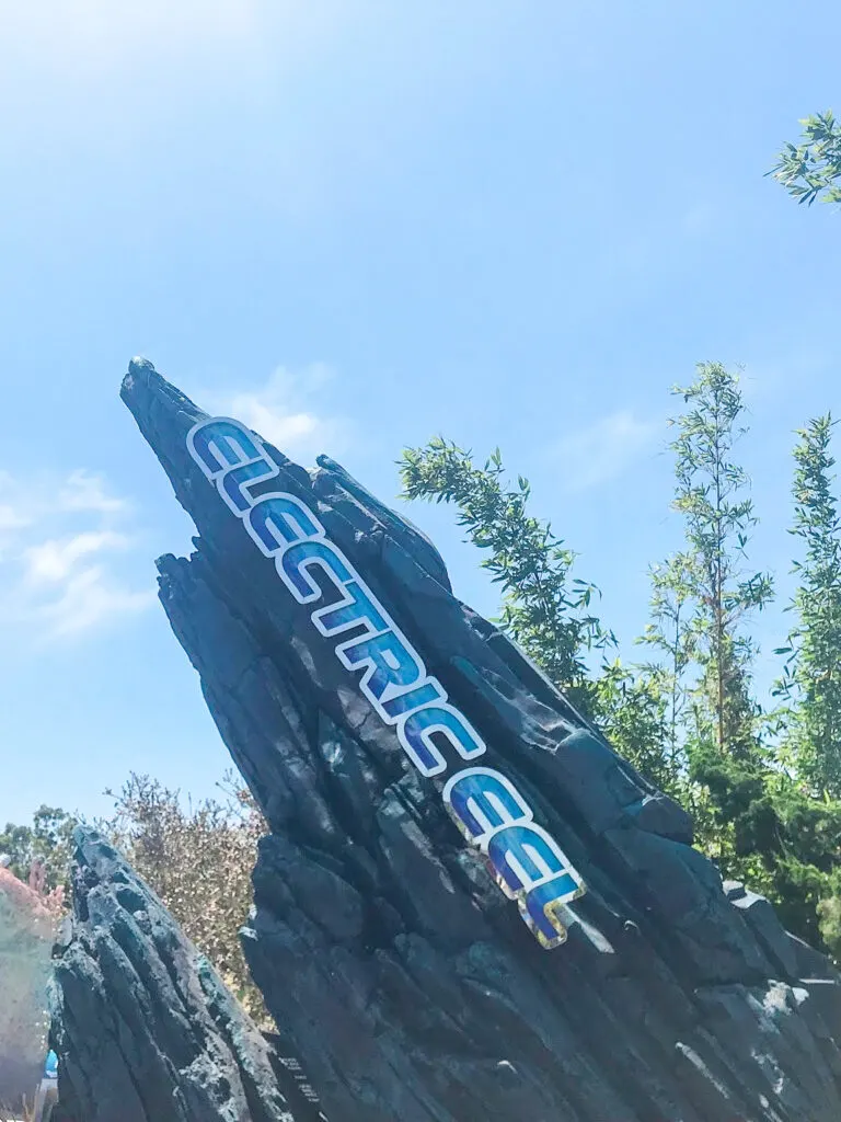 Entrance sign for Electric Eel roller coaster.