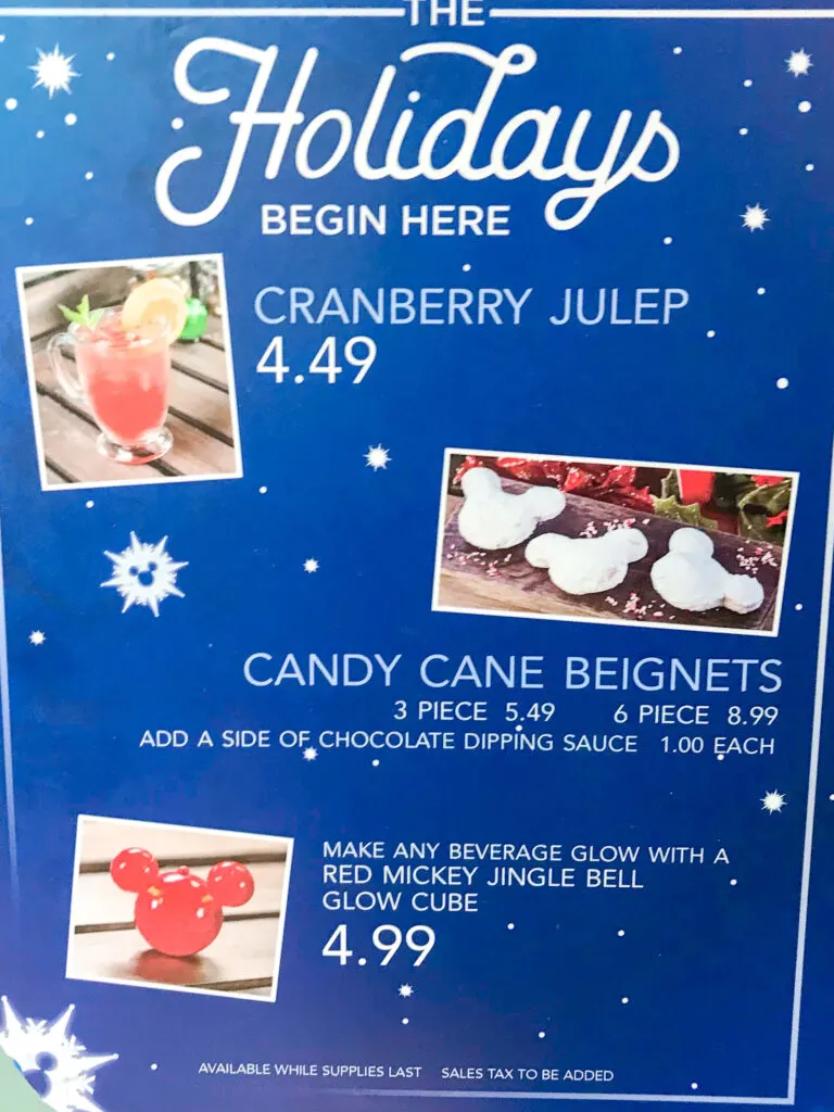 Holiday treats from Mint Julep Bar at Disneyland.