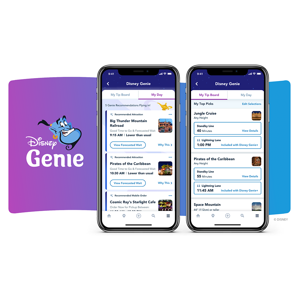 Disney Genie service on the screen of a smartphone.