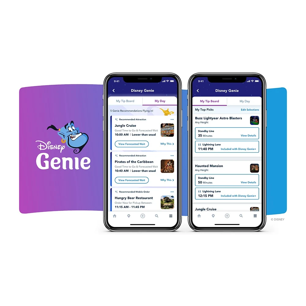 Disney Genie service on the screen of a smartphone.