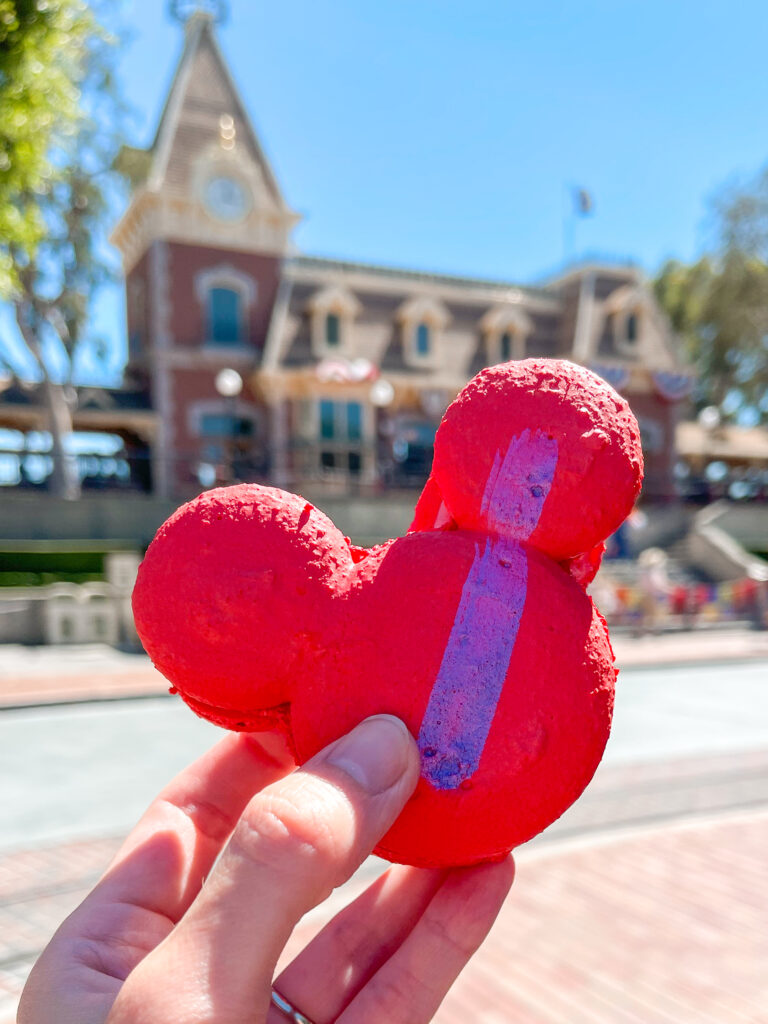 Raspberry Rose Mickey Macaron from Jolly Holiday Bakery Cafe at Disneyland.