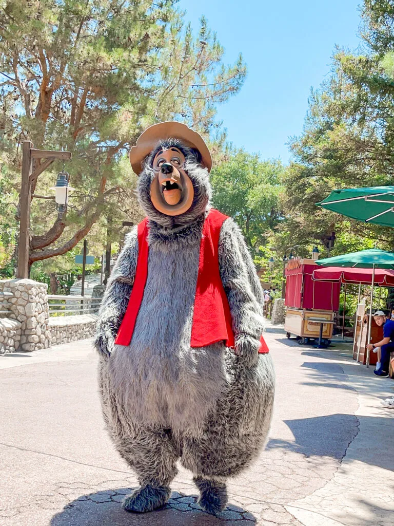 Disney character near Redwood Creek Challenge Trail at Disney California Adventure Park.