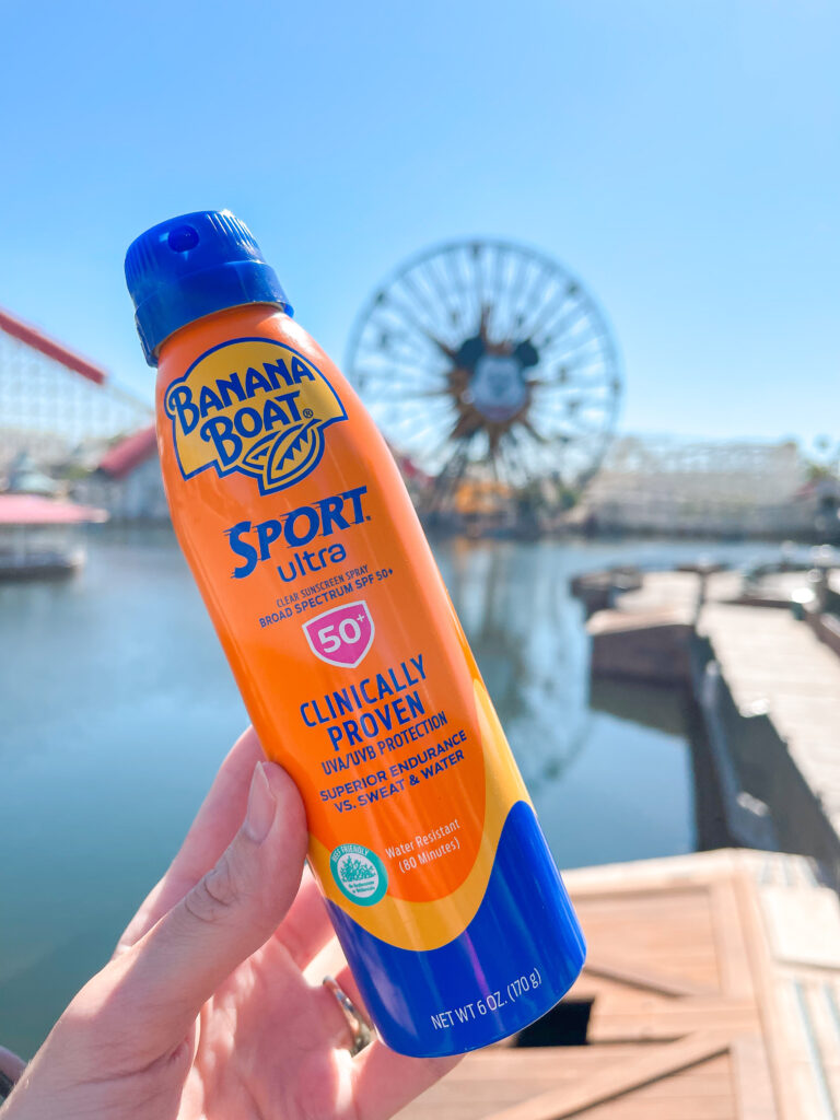 A bottle of sunscreen at Disneyland.