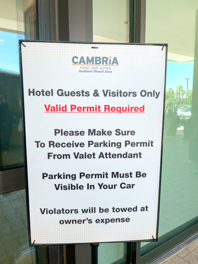 Parking at Cambria Hotel & Suites in Anaheim.