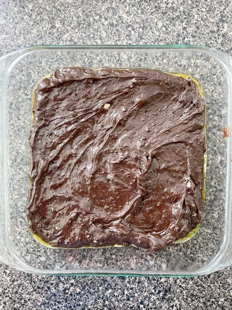 A pan of brownie batter.