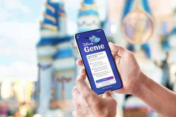 Disney Genie service on the screen of a smartphone at Disney World.