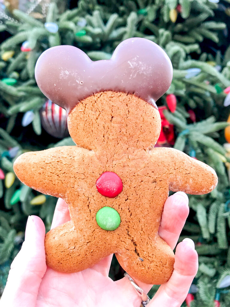 A Mickey Mouse gingerbread cookie.