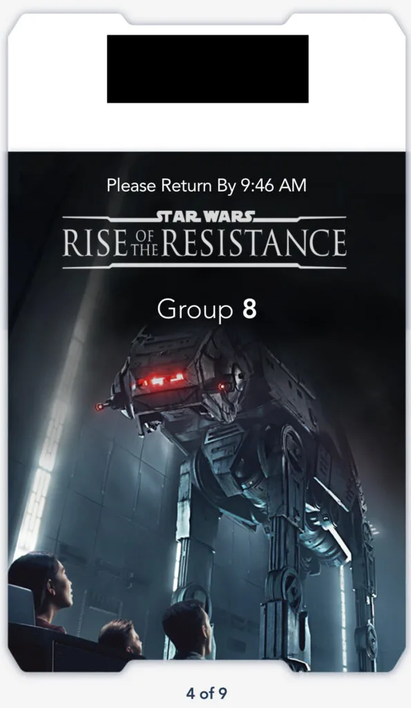 Boarding Pass for Rise of the Resistance.