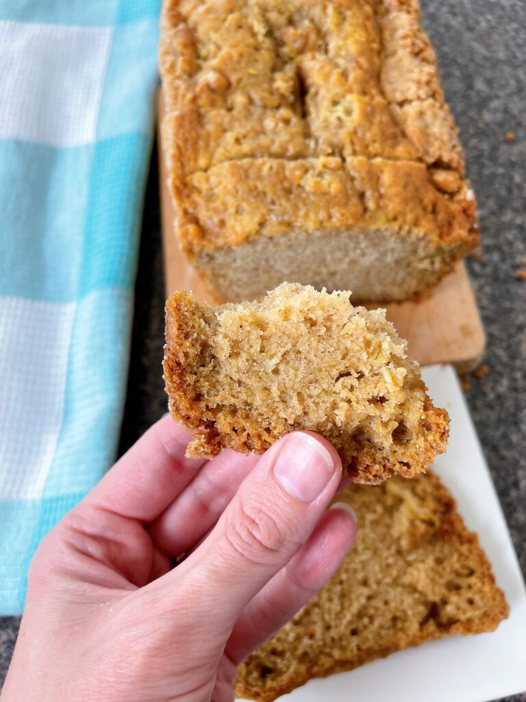 A slice of zucchini bread.