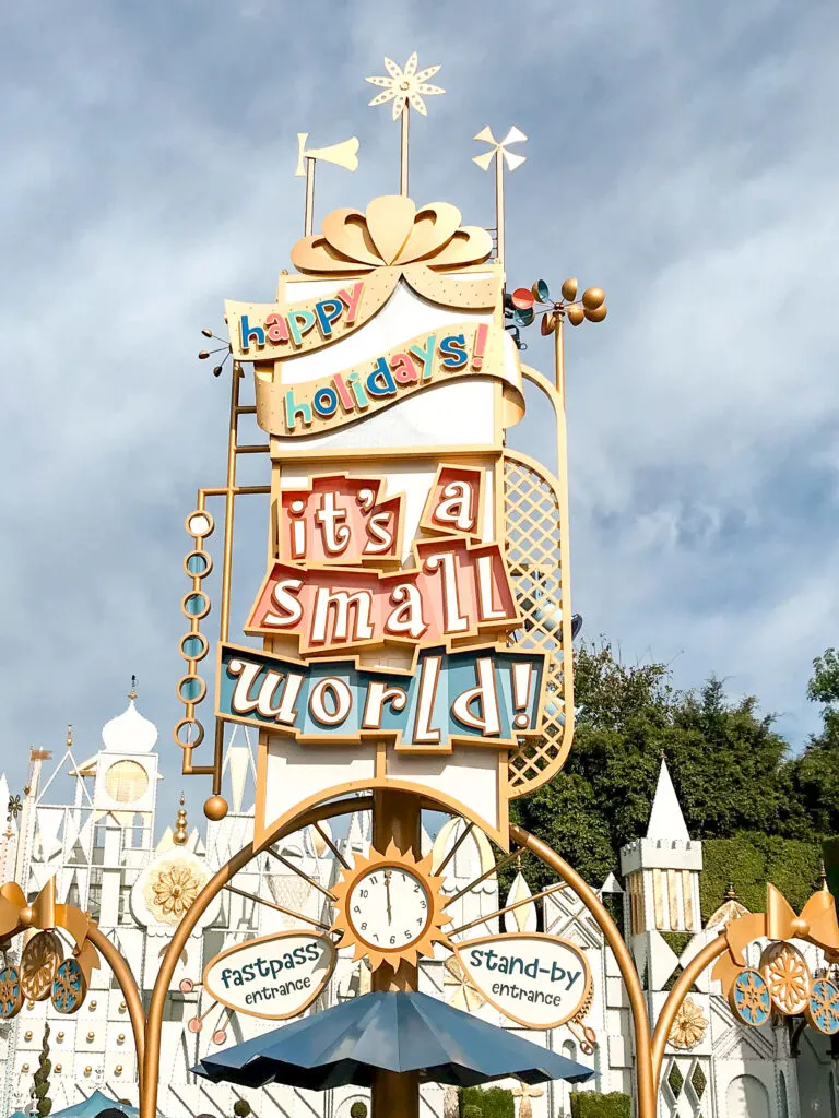 Entrance sign for "it's a small world" Holiday.