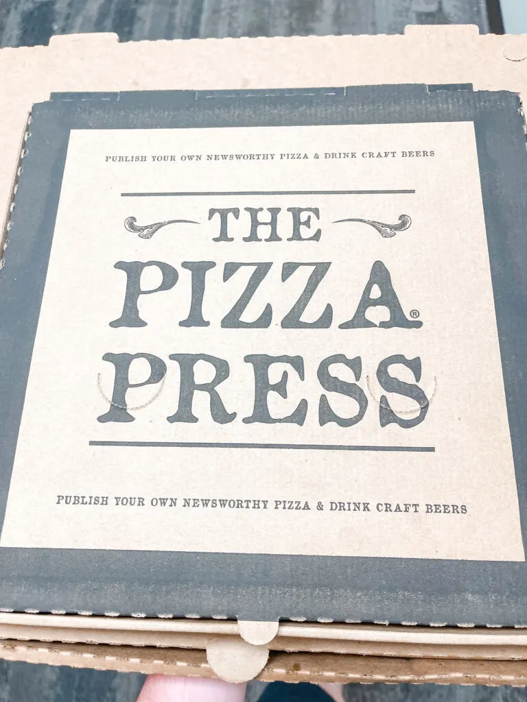 Pizza box from The Pizza Press in Anaheim.