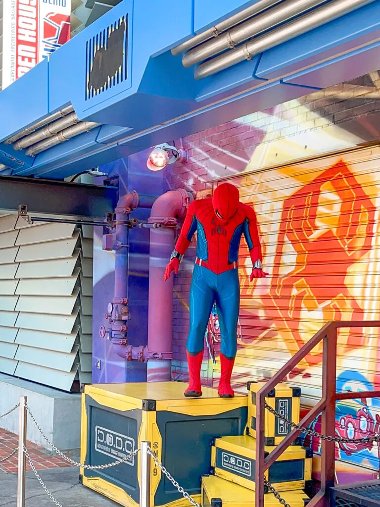 Spider-Man in Avengers Campus at Disneyland.