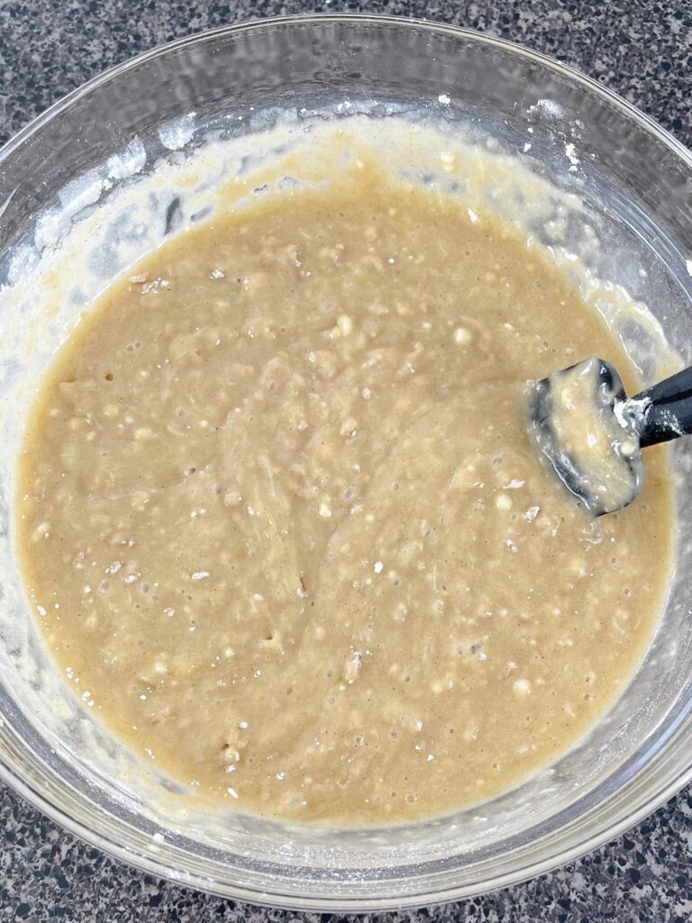 Zucchini bread batter in a bowl.