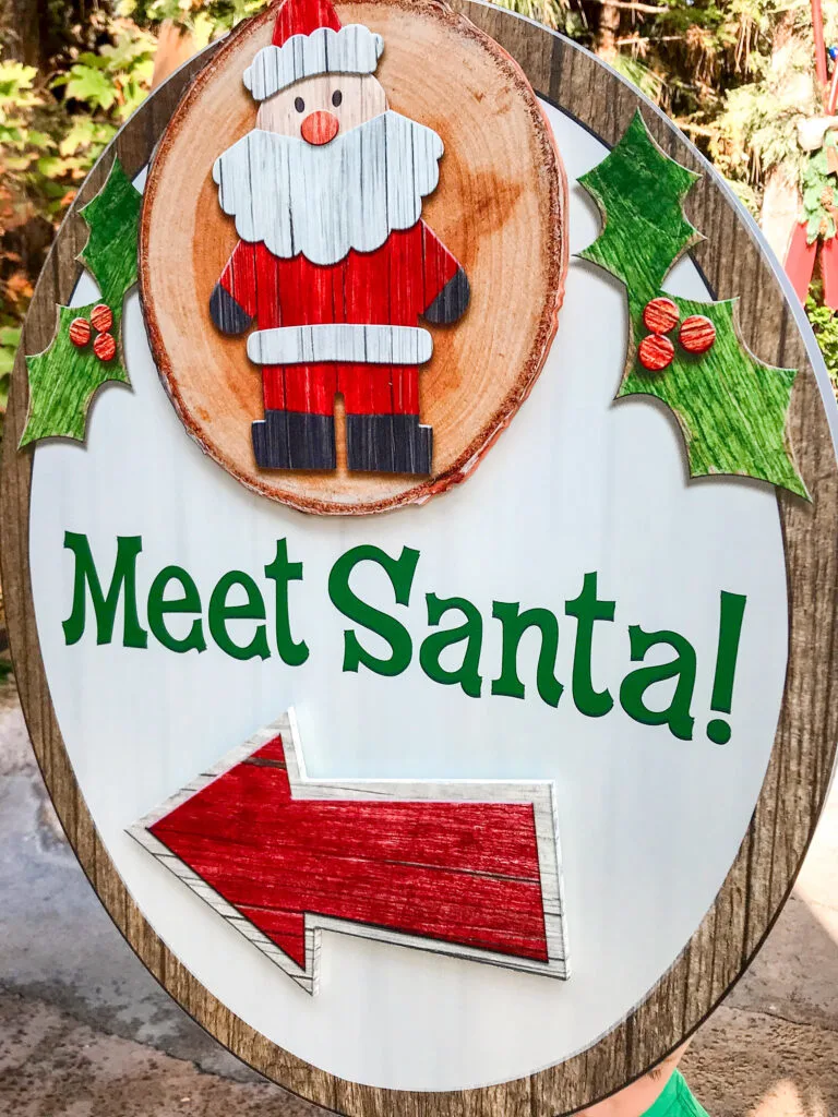 Meet Santa sign at Disneyland.