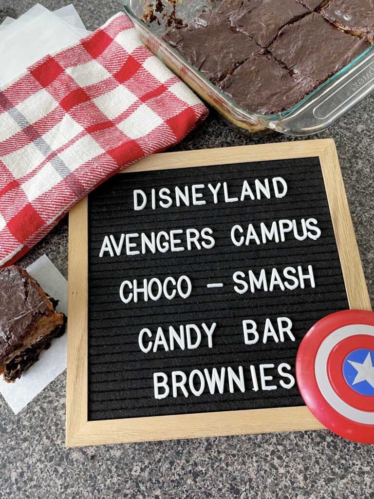 Disneyland Avengers Campus Choco-Smash Candy Bar Brownies (Snickers Brownies).