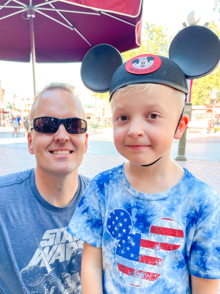 Posing for a picture on Main Street U.S.A. at Disneyland.