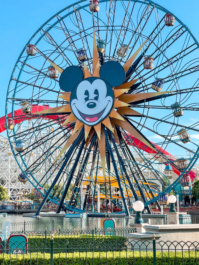 Mickey's Fun Wheel ferris wheel at Disneyland.