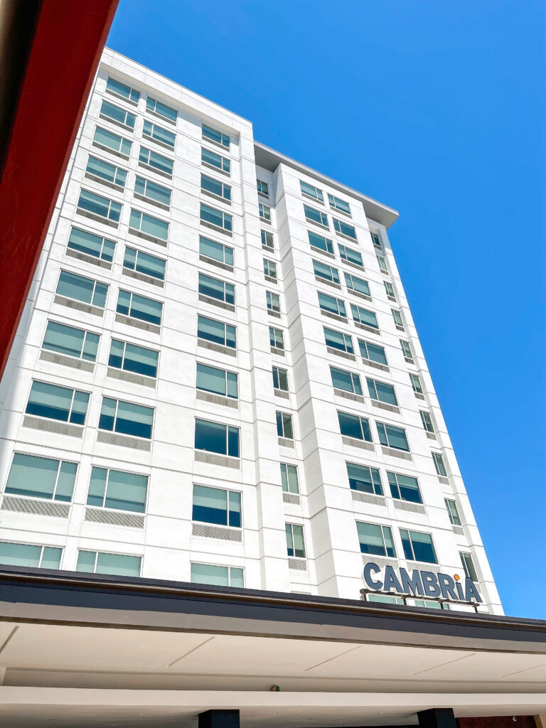 Outside view of Cambria Hotel & Suites Anaheim.