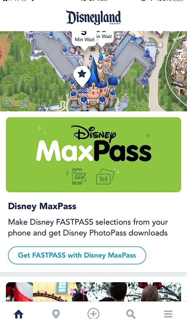 A screenshot of the former Disney MaxPass.