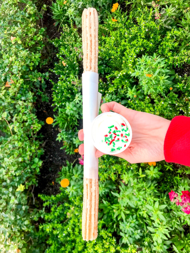 Santa's Cookies & Milk Churro at Disneyland.