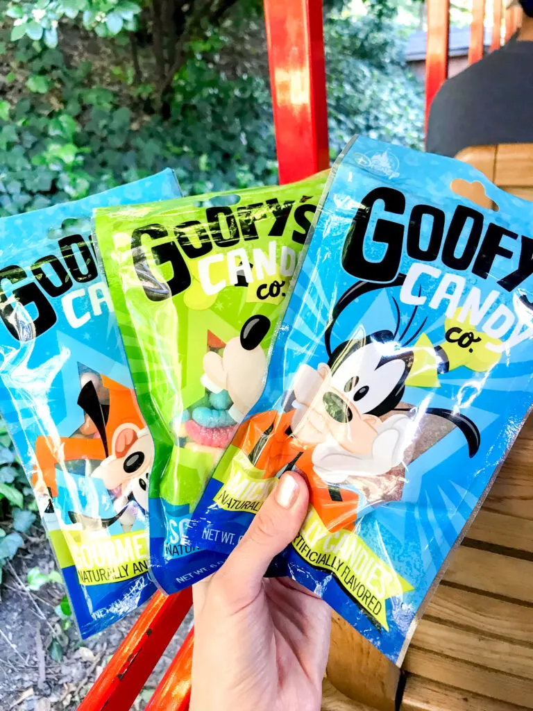 Three bags of Goofy's Candy at Disneyland.