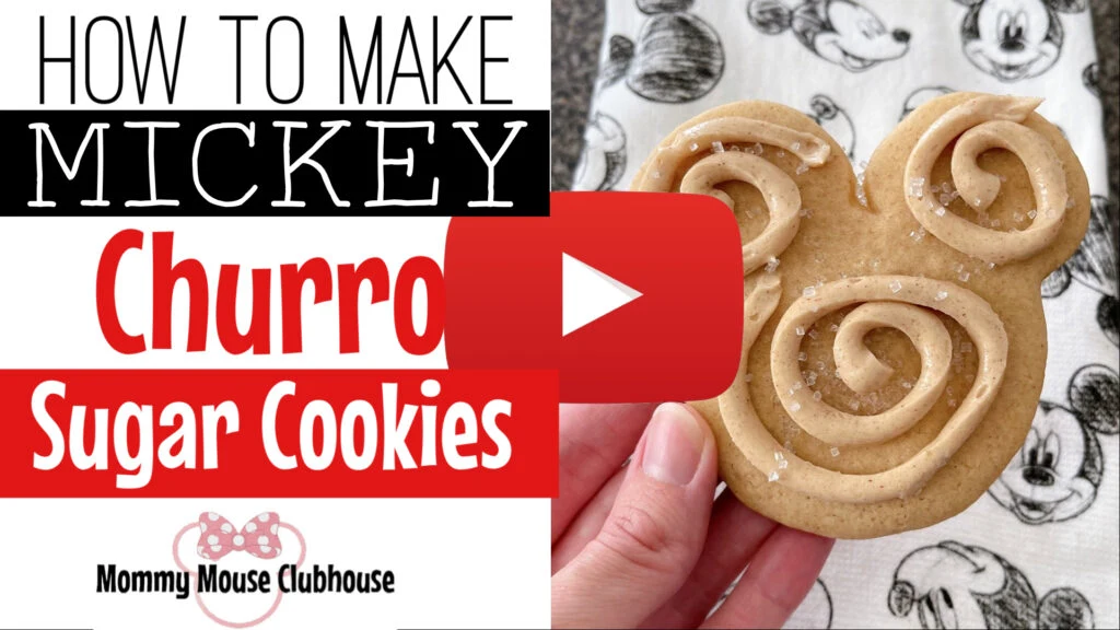 YouTube thumbnail for how to make Mickey Churro Sugar Cookies.