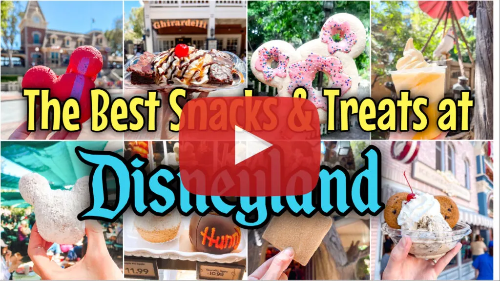 YouTube thumbnail image for the best snacks and treats at Disneyland.