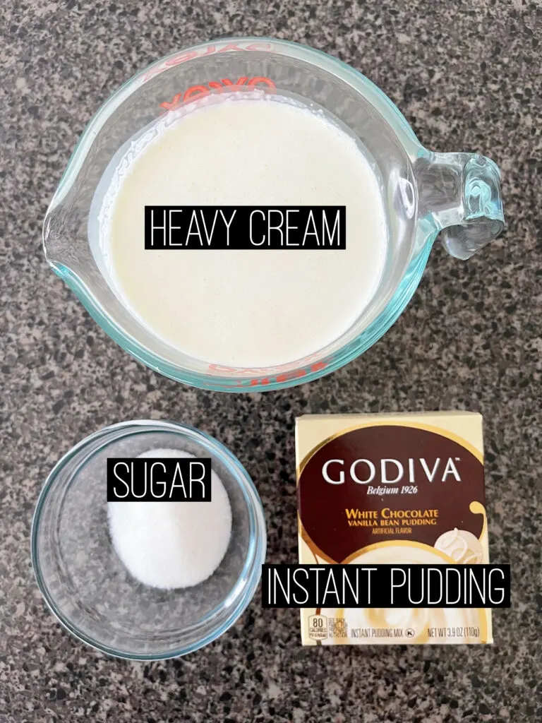 Ingredients to make white chocolate whipped cream.