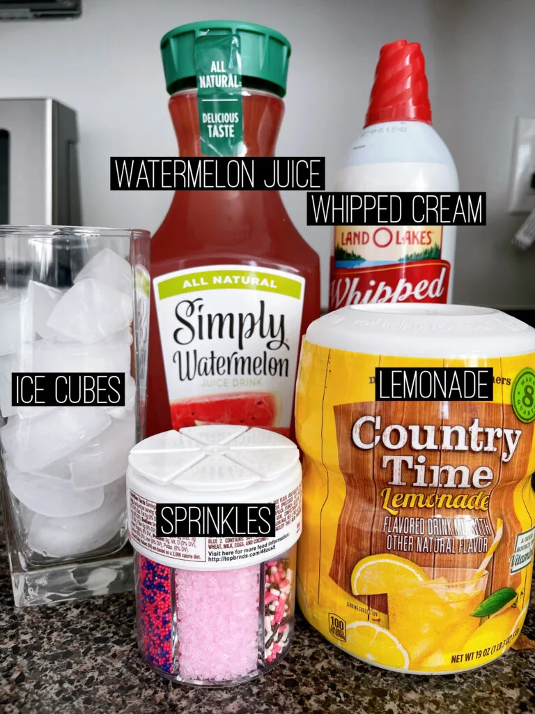 Ingredients to make Disneyland's Watermelon Lemonade Freeze.