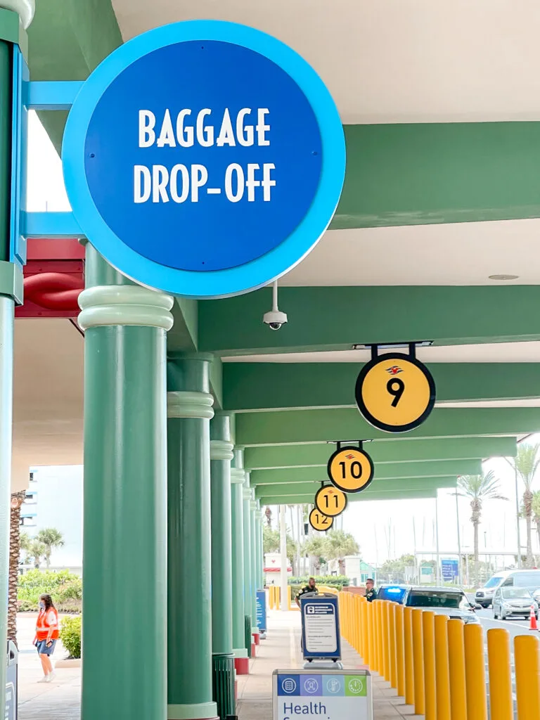 Baggage drop-off area at the Disney Cruise Line Terminal in Port Canaveral, Florida.