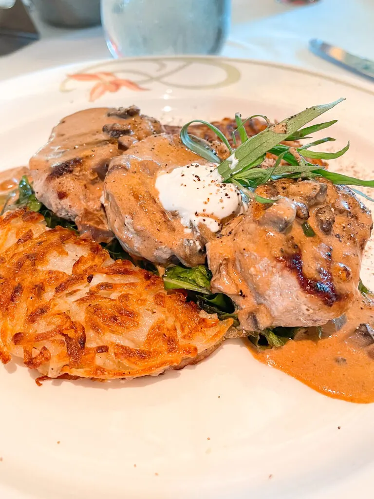 Pork Medallions from Enchanted Garden Restaurant on the Disney Dream.