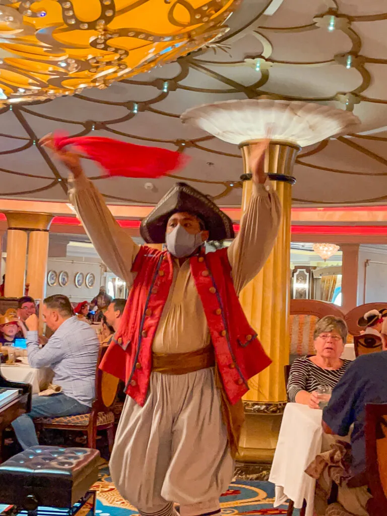 A pirate dancing on Pirate Night on a Disney Cruisel