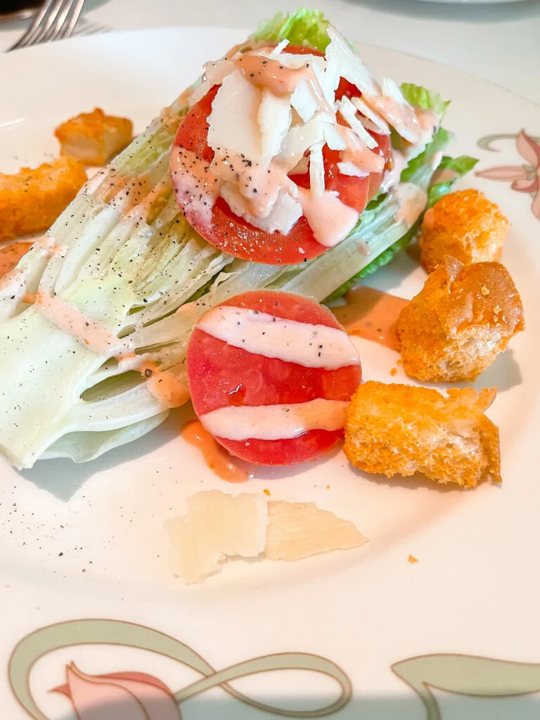Romaine Wedge Salad from Enchanted Garden on a Disney Cruise.
