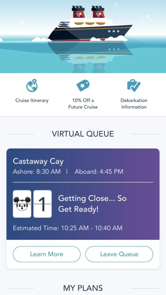Virtual Queue for Castaway Cay.