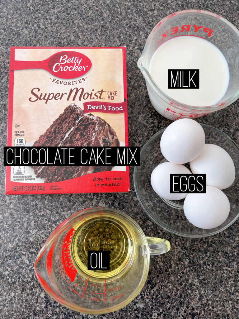 Ingredients to make chocolate cupcakes.