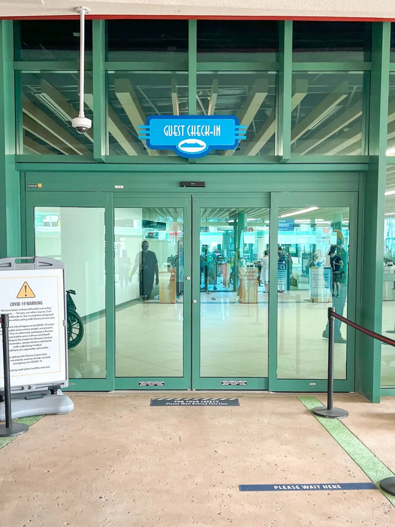 Guest check-in area at Disney Cruise Line Terminal.