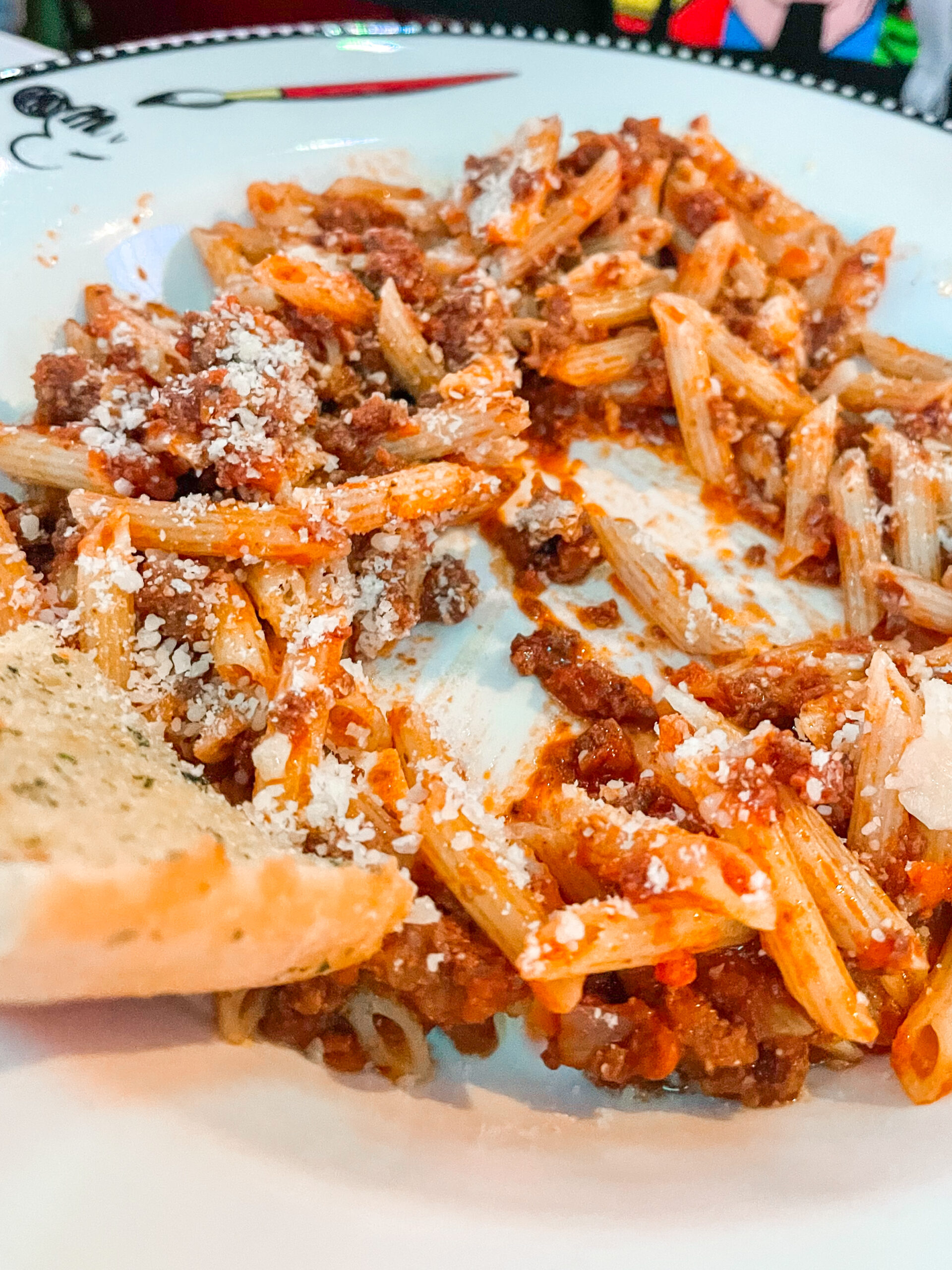 A dish of pasta from Animator's Palate on the Disney Dream cruise ship.