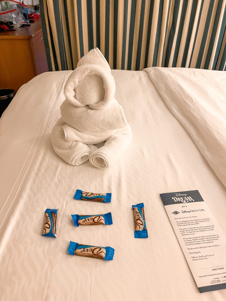 Towel animal in Disney Dream stateroom 8614.