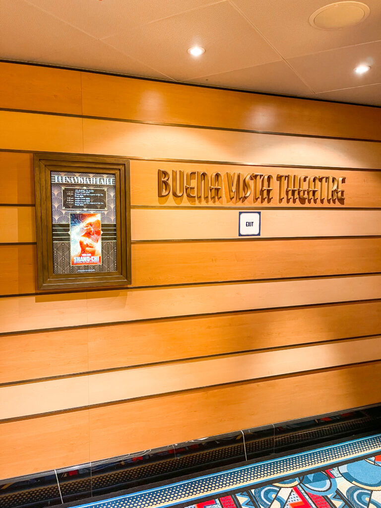 Entrance to Buena Vista Theatre on the Disney Dream cruise ship.