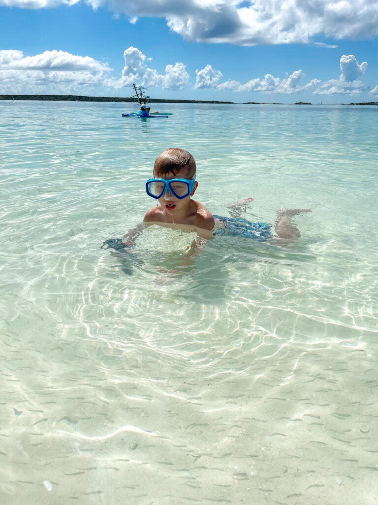 Kids snorkeling at Castaway Cay.