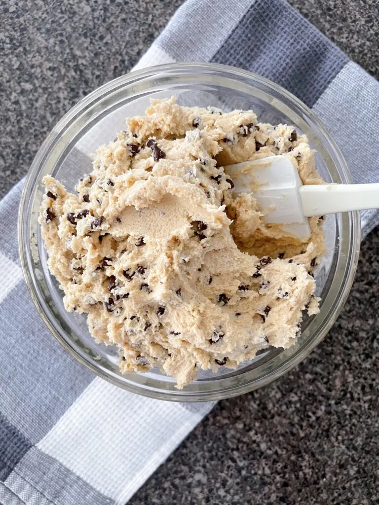 Edible cookie dough in a bowl.