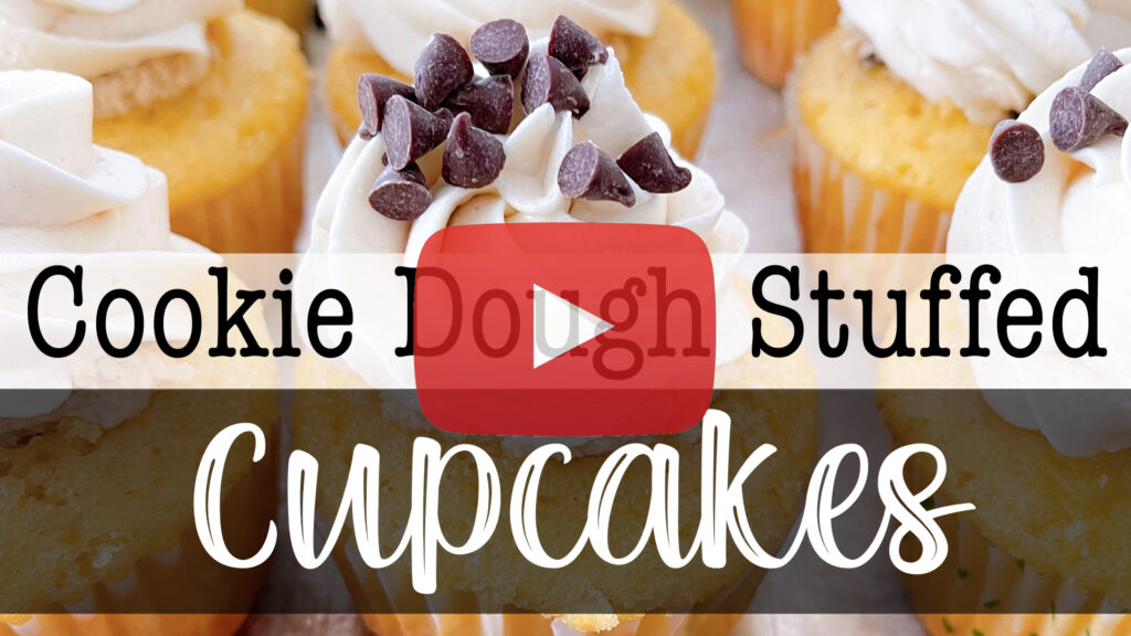 YouTube thumbnail for Cookie Dough Stuffed Cupcakes.