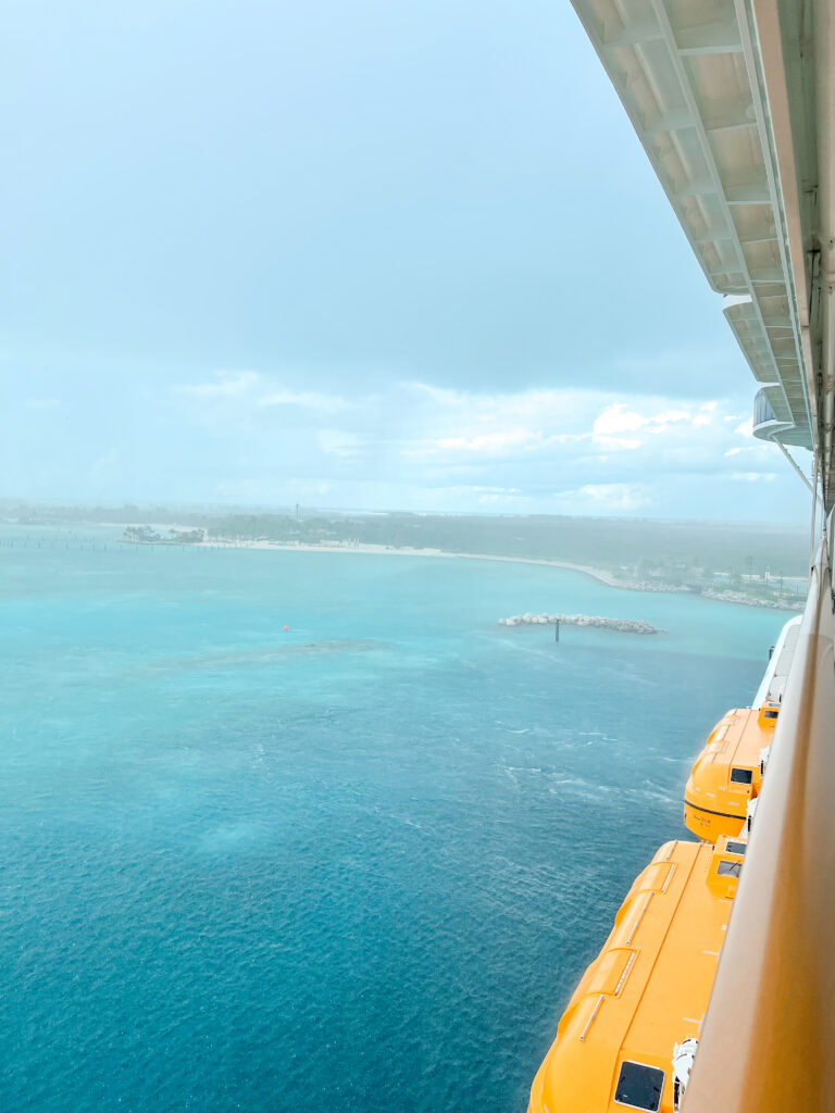 A view of rain on Castaway Cay.