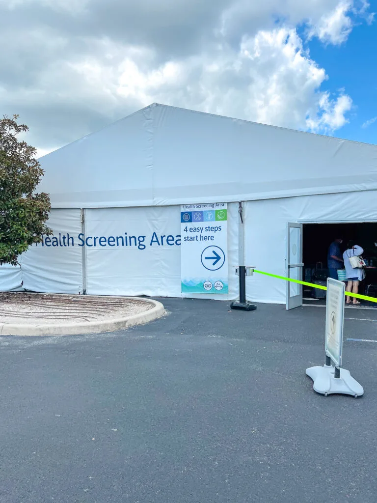 Testing tent at the Disney Cruise Line Terminal.