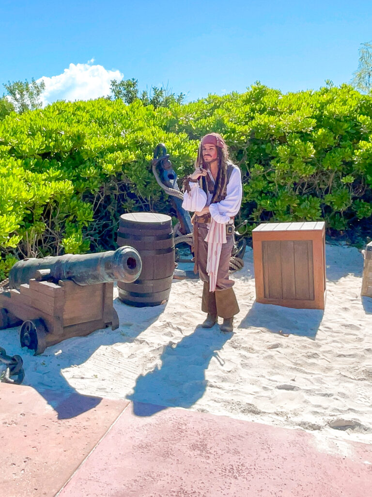 Captain Jack Sparrow on Disney's Castaway Cay.