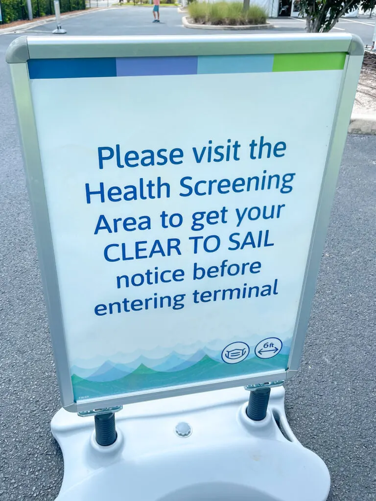 Health screening area at Disney Cruise Line Terminal.