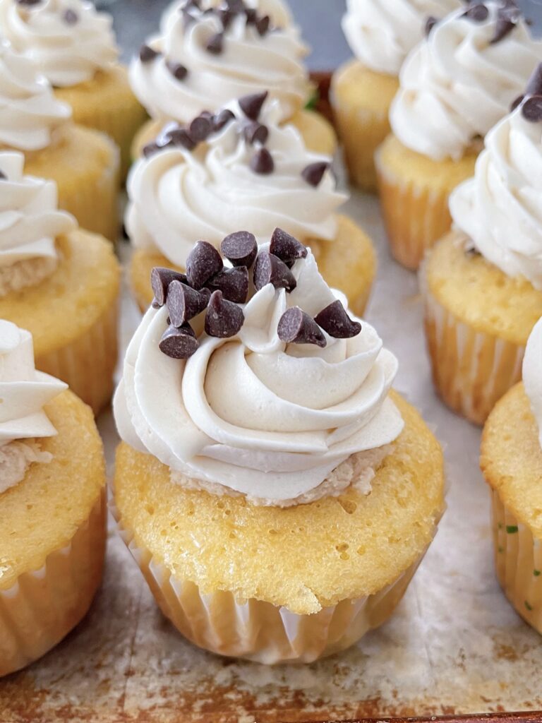 Chocolate Chip Cookie Dough Cupcakes.