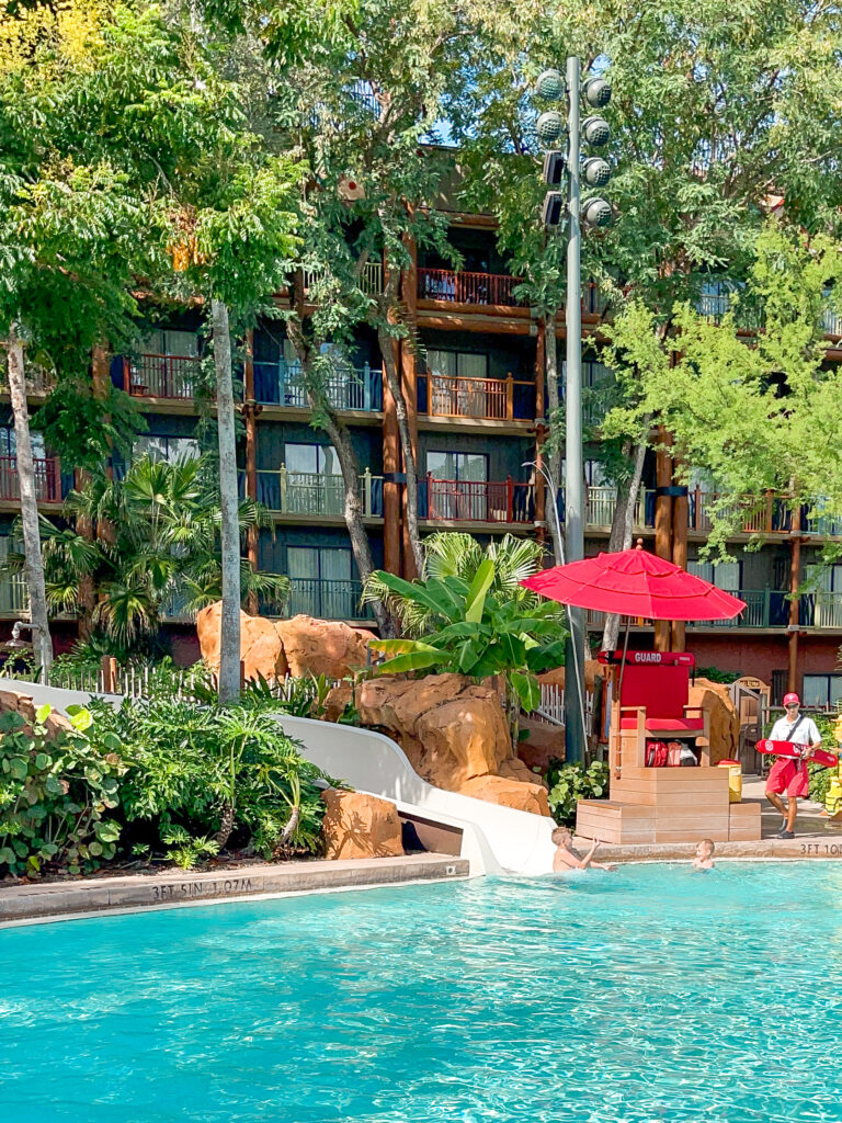 Water slide at the pool of Disney's Animal Kingdom Lodge.